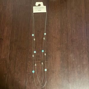 Silver and Light Blue Double Chain Necklace